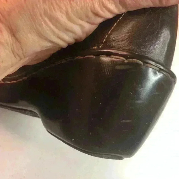 Born Brown leather slip on loafers wedge heel size 8M/39 runs small. - Picture 7 of 8